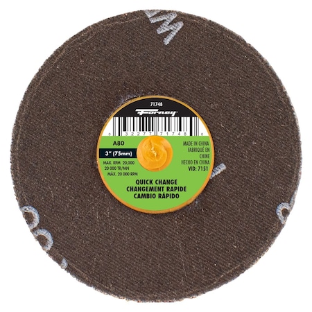 Forney Quick Change Sanding Disc, 3 in, 80 Grit 71748